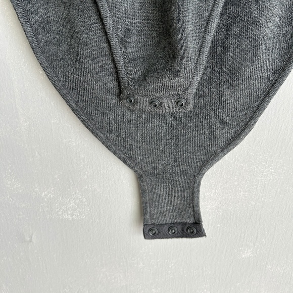 ADAY size M Like a Glove bodysuit high neck short sleeve gray merino wool blend - Picture 10 of 11